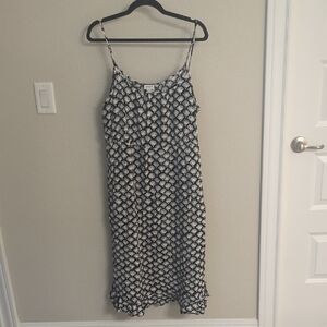 J. Crew Factory Black and White Printed Spaghetti-Strap Midi Dress